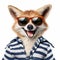 Cheerful Fox Wearing Sunglasses And Striped Shirt