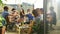 Cheerful friends toasting on a rooftop terrace