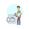 Cheerful funny man washing clothes laundry in washing machine