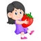 Cheerful girl with big strawberries