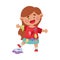 Cheerful Girl in Blotted Clothes Stepping on Tube with Paints Vector Illustration