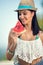 Cheerful girl eating summer fruit