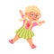 Cheerful Girl with Freckles and Blonde Hair Jumping with Joy and Excitement Vector Illustration