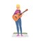 Cheerful Girl Street Guitarist Character Playing Acoustic Guitar, Live Performance Concept Cartoon Style Vector