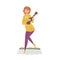Cheerful Girl Street Musician Character Playing Ukulele, Live Performance Concept Cartoon Style Vector Illustration