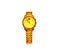 Cheerful, gold wristwatch with an arrows and a bracelet