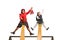 Cheerful grandmother and granddaughter having fun on a seesaw