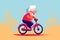 cheerful grandmother rides a bicycle. In cartoon style. .