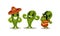 Cheerful Green Cactus Character Wearing Sombrero Hat and Moustache Vector Set