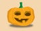A cheerful Halloween pumpkin smiling - illustration on light beige background