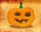 A cheerful Halloween pumpkin smiling - illustration vintage grunge background