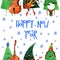 Cheerful hand drawn watercolor cartoon Christmas tree