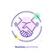 Cheerful handshake hands line art vector icon