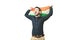 Cheerful handsome young indian man waving indian flag screams with excitement, celebrating republic day or independence day,
