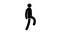 Cheerful happy pictogram man walking with dancing gait.