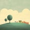 Cheerful Home And Trees Illustration In Alessandro Gottardo Style