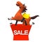 Cheerful Horse Jumped Out Of Sale Shopping Bag Front View