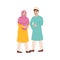 Cheerful Islamic Young Couple Standing Together On White