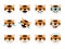 Cheerful joyful tigers heads with emoticons, cartoon characters, mascots collection. Cartoon cute animals head with