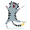 Cheerful jumping cat. Feline funny character.