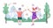 Cheerful jumping with joy children on summer playground flat vector isolated