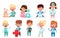 Cheerful Kids in Medical Wear Playing Doctors and Nurses Vector Illustration Set