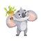 Cheerful Koala Animal with Large Ears and Pretty Snout Hold Bouquet Vector Illustration