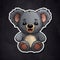 Cheerful Koala Bear Sticker on a black Background. AI