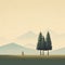 Cheerful Landscape With Walking Person - Inspired By Alessandro Gottardo