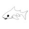 Cheerful little baby shark black lines white background