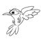 Cheerful little bird flying hummingbird character illustration cartoon coloring