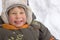 Cheerful little boy enjoy winter