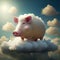 The cheerful little pig jumps between the clouds and flowers - Generate Artificial Intelligente - AI