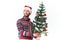 Cheerful man in a santa hat Christmas decorations holiday New Year studio posing