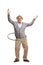 Cheerful mature man with a hula hoop