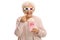 Cheerful mature woman with 3D glasses having popcorn