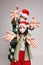 Cheerful medical masked Christmas hats holiday fun New Year