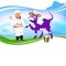 Cheerful milkman and purple cow
