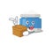 A cheerful moisturizer cream cartoon design concept having a box