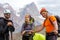 Cheerful mountain climbers portrait