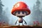 Cheerful Mushroom Character with Face and Arms. AI