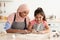 Cheerful Muslim Mother In Hijab Baking With Her Little Daughter In Kitchen