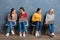 Cheerful nice women sitting in pairs