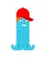 Cheerful octopus in cap. Funny poulpe vector illustration