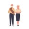 Cheerful old couple flat vector illustration. Aged man and woman, senior adults standing together cartoon characters