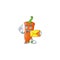 Cheerful orange chili mascot cartoon with envelope