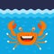 Cheerful orange crab under sea water.