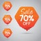 Cheerful Orange Tag for Marketing Retail Element Design 70% 75% Sale, Disc, Off on