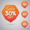 Cheerful Orange Tag for Marketing Retail Element Design 80% 85% Sale, Disc, Off on