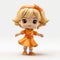 Cheerful Orange Toy Figure With Blonde Hair - Uhd Image